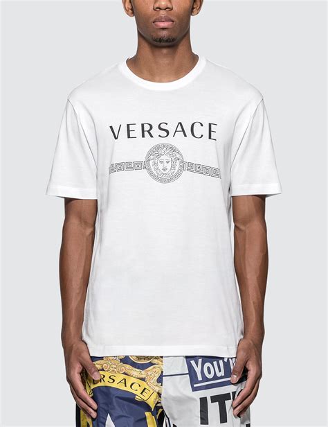 versace blue men's t shirt|Versace collection men shirt white.